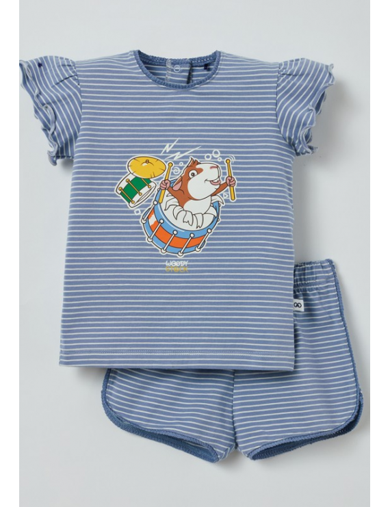 Woody - Pajamas - Cavia - Blue / Broken White Striped